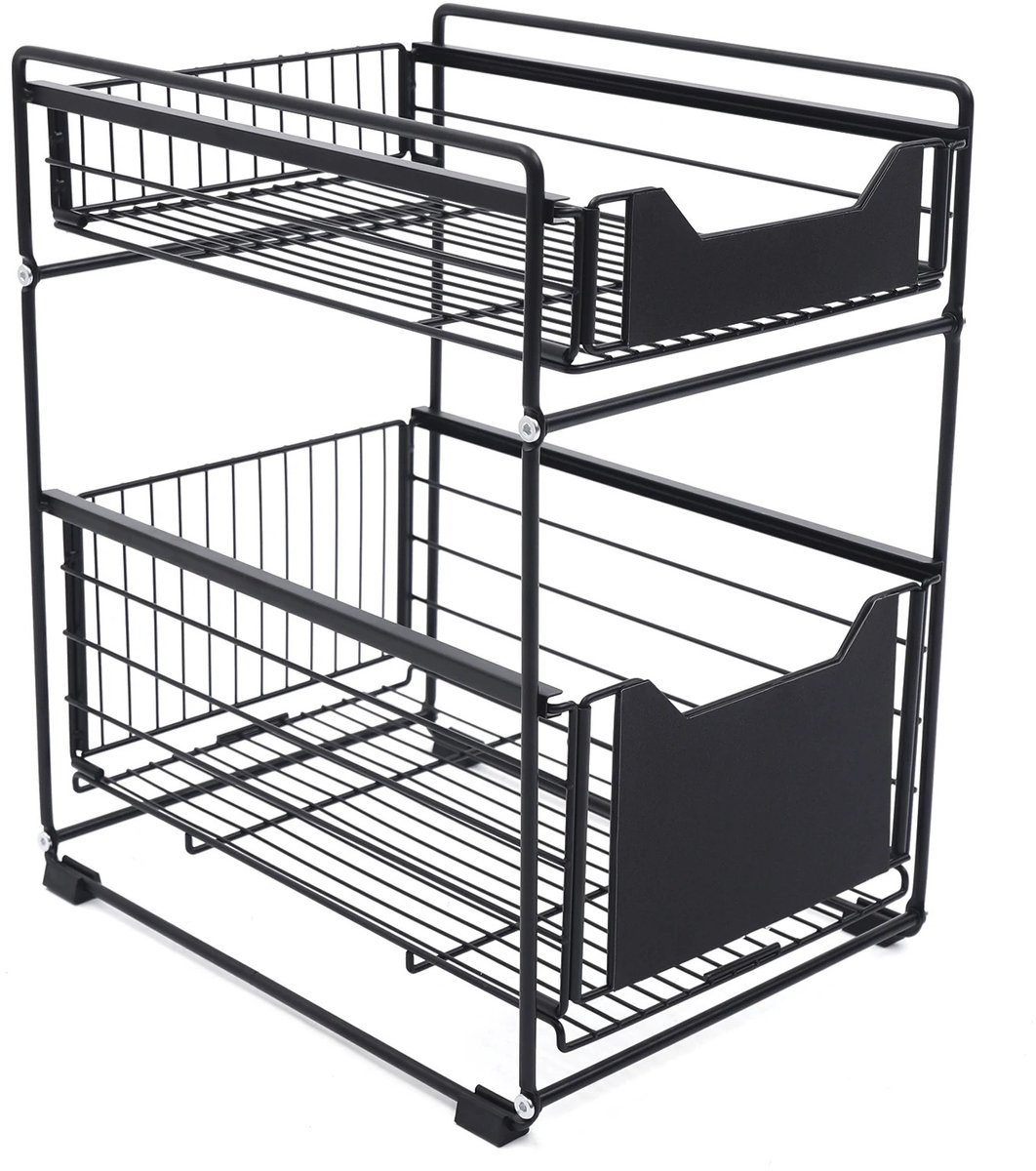 Archi keukenkast organizer - Organizers - Uitschuifbaar - Gootsteenrek - Antislip – Zwart – 37.4 × 28.2 × 44 cm