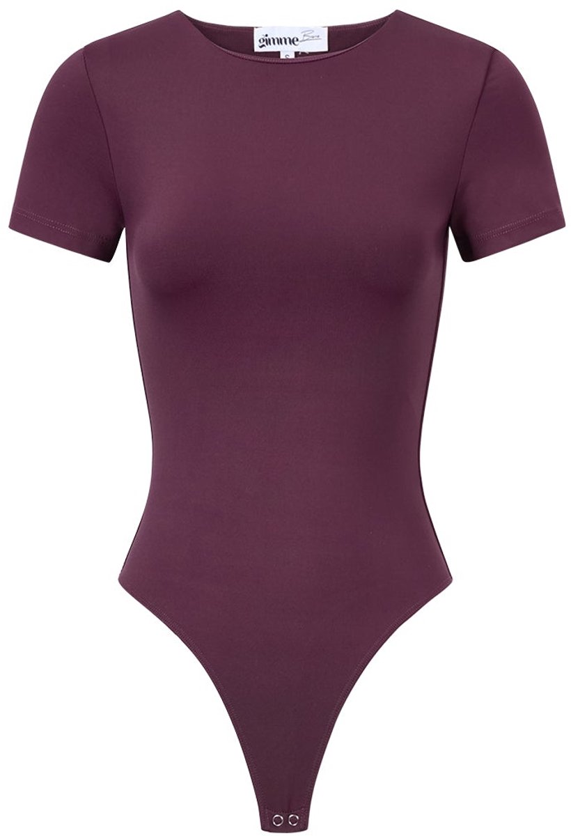 Body Basic T-shirt van gebreid nylon - effen, ademend en elastisch