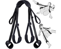 Oneay Seksspeeltjes BDSM bondage-beperkingen - Seksspeeltjes voor volwassenen: seksriemen van nek tot pols, dijbeen- en enkelbanden, verstelbare, ondeugende bedbeperkingen voor SM-spelletjes, BDSM-speeltjes voor seksueel genot voor stellen.