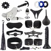 Oneay BDSM Extreme Bondage Set - 17 Delig -SM Handboeien - Dildo - Zweep / Anale plug / Tepelklemmen - Sex Toys voor Koppels - Seksspeeltjes voor mannen en vrouwen - Sex Pakket en Toys - Zwart