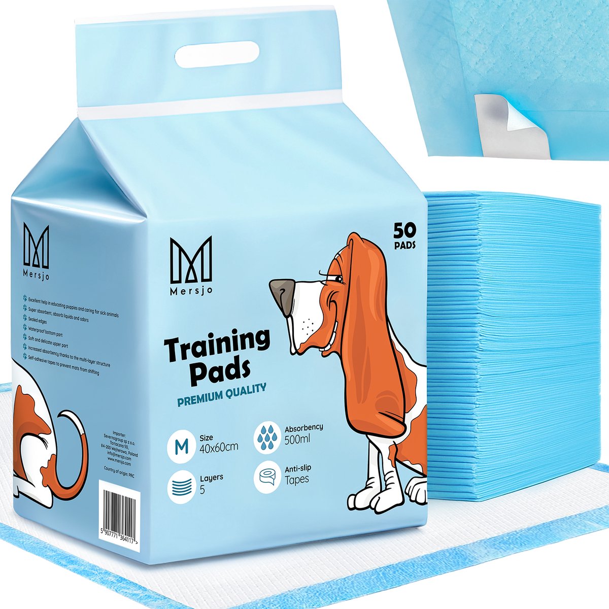 Mersjo Serie - Hygienische Onderleggers voor Dieren - 40x60cm - Superabsorberend - 50 Stuks