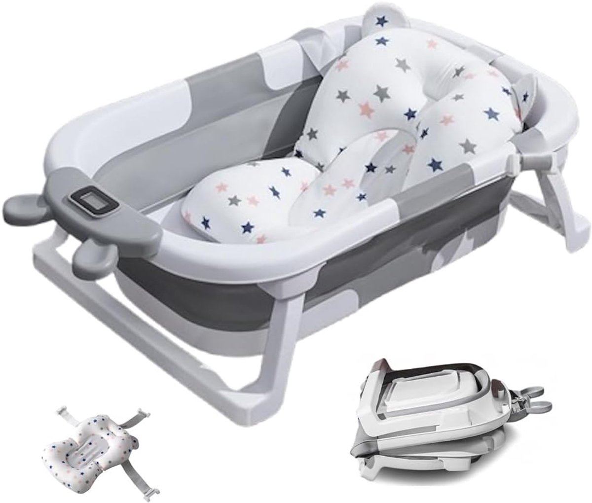 Opvouwbare babybadkuip - Draagbaar badje - Veilig baby baden - Real-time temperatuurweergave - 80 x 43 x 21 cm