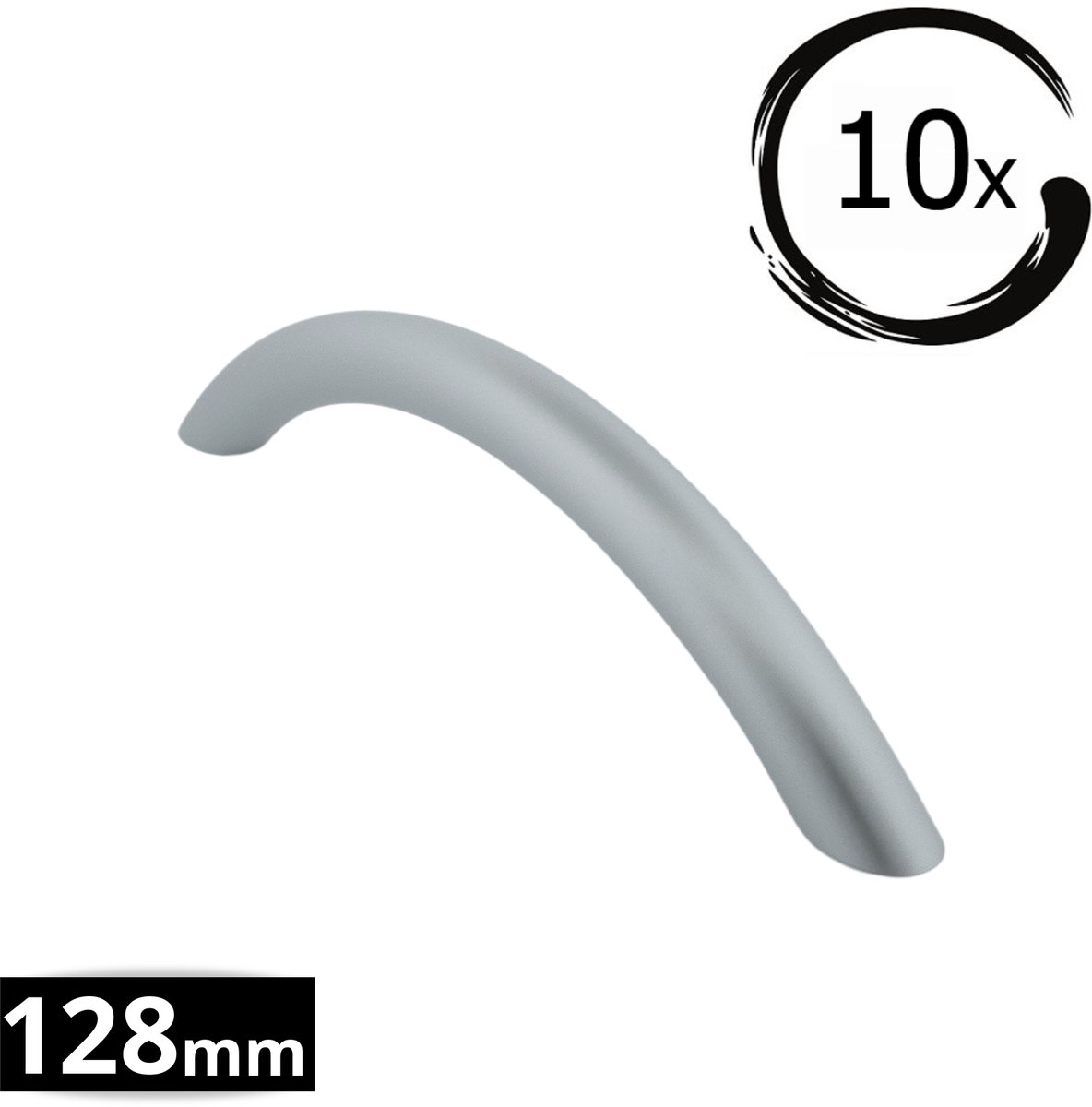 10X Handgrepen aluminium - Boormaat 128mm - Greepjes - Handgreep - Handgrepen keukenkastjes - Handvatten - Meubelgreep Aluminium - Handgrepen voor deurtje
