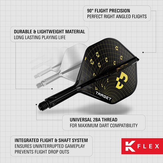 Target K-Flex Bolide NO2 - Dart Flights van Merkloos — afbeelding 4