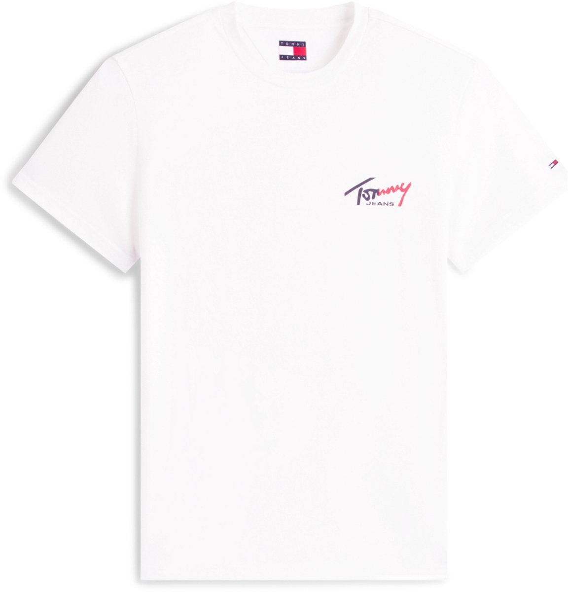 Tommy Jeans T-shirt Tjm Slim Sign Chest Ss Tee Ext Dm0dm22538 Ybl Ecru Mannen Wit