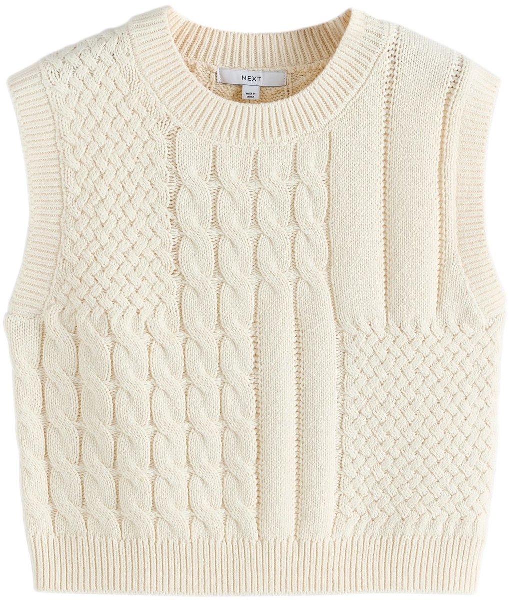 Next - Dames - Kabelgebreide tanktop - Crème