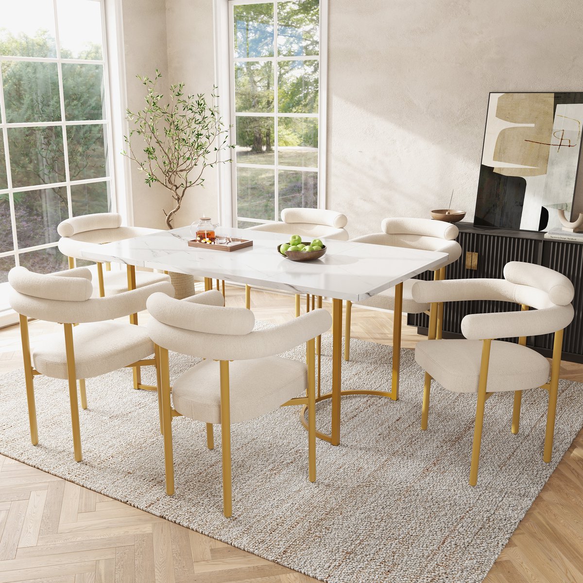 STILVORA Eetkamerstoel 70 X 62 X 84 Cm - Ergonomisch En Comfortabel - Voor Eetkamer En Werkkamer - Metaal En Stof - Beige