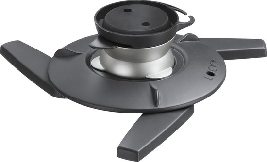 Universele verstelbare projector plafondbeugel tot 10kg, kantelbaar, draaibaar, kabelbeheer, zilver