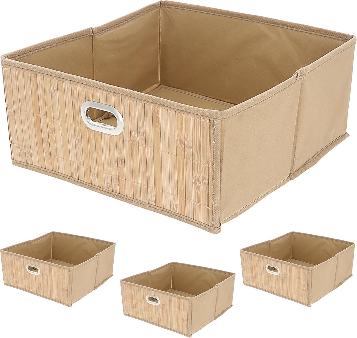 Opbergmanden Set - Bamboe Bakken - Ruimte Ordenen - Opvouwbaar Ontwerp - 31x14x31cm - Natuurlijk