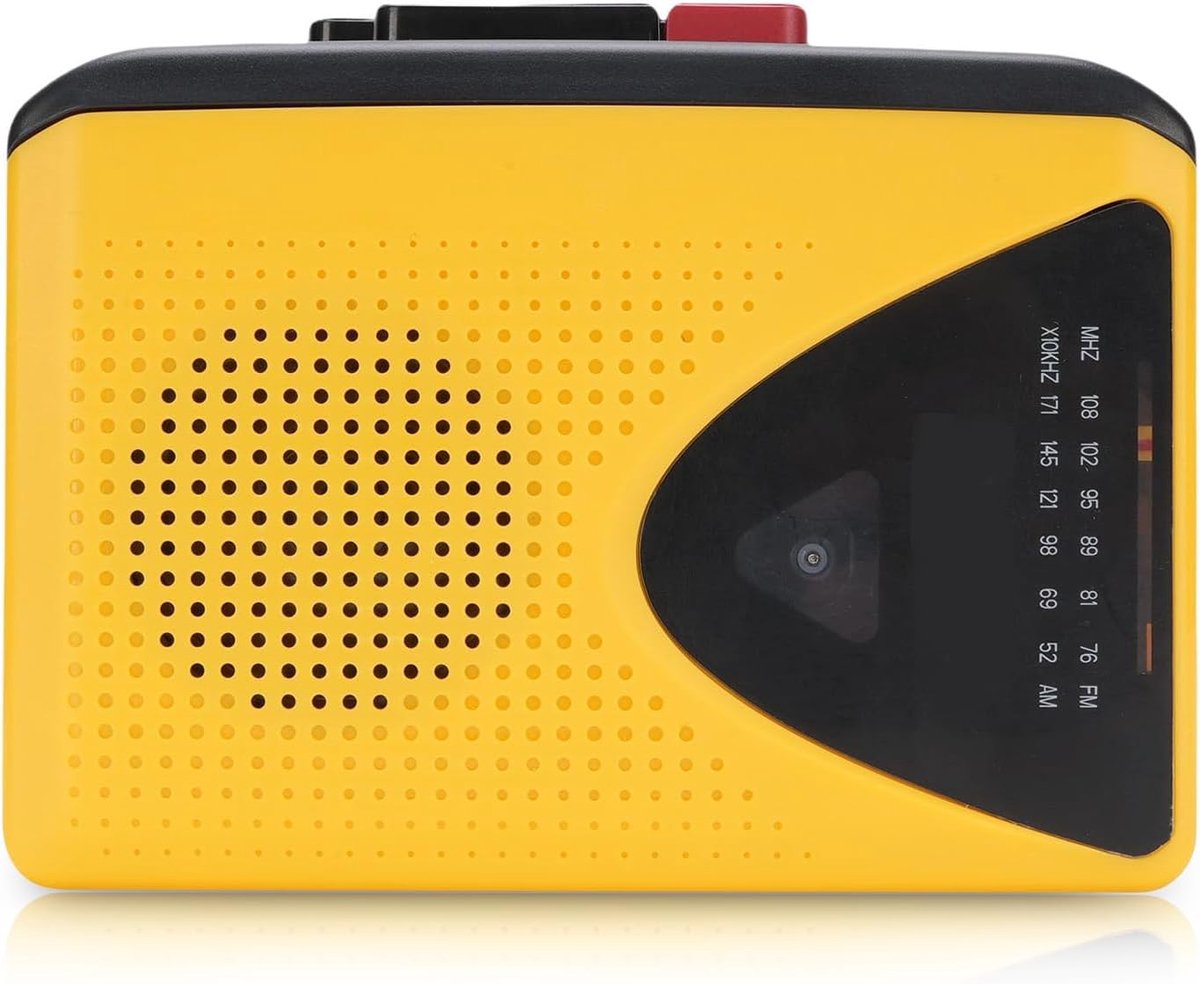 Draagbare Cassette Speler - Radio Recorder - Muziek Luisteren - Ingebouwde Microfoon - 14 x 11 x 5 cm - Geel