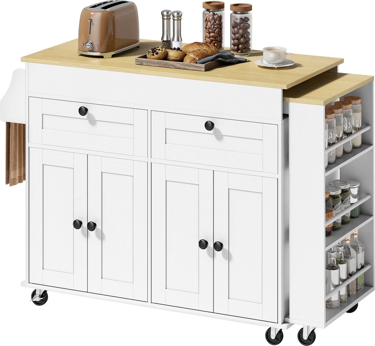 HOMCOM Keukeneiland van spaanplaat, MDF - Wit