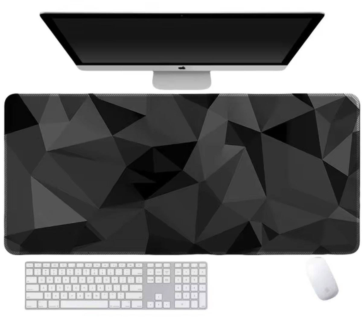 Elegante XXL Bureauonderlegger – Antislip – Waterbestendig – Geometrisch 3D Design – Zwart – 800X30 cm