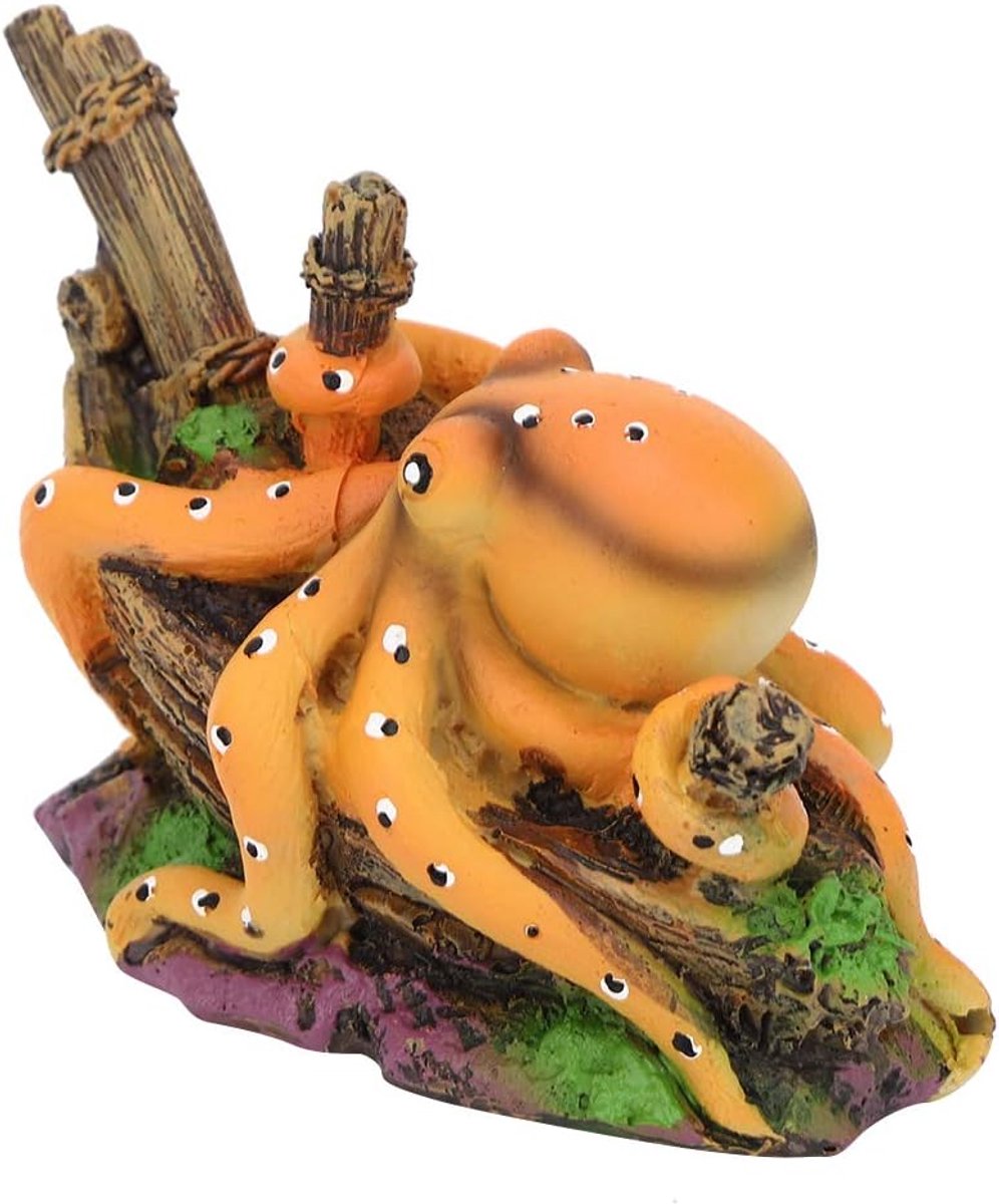Octopus Ornament - Aquarium Decoratie - Vis Verblijf - Levensgetrouwe Kleuren - 11.5x6x7cm