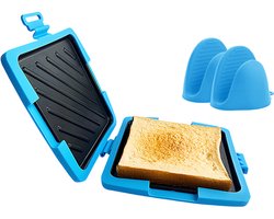 Magnetron sandwichmaker – Sandwichmaker – Bakplaat – sandwich maker – Panini maker – Broodrooster – Combineer met een set handclips – Siliconen – Blauw
