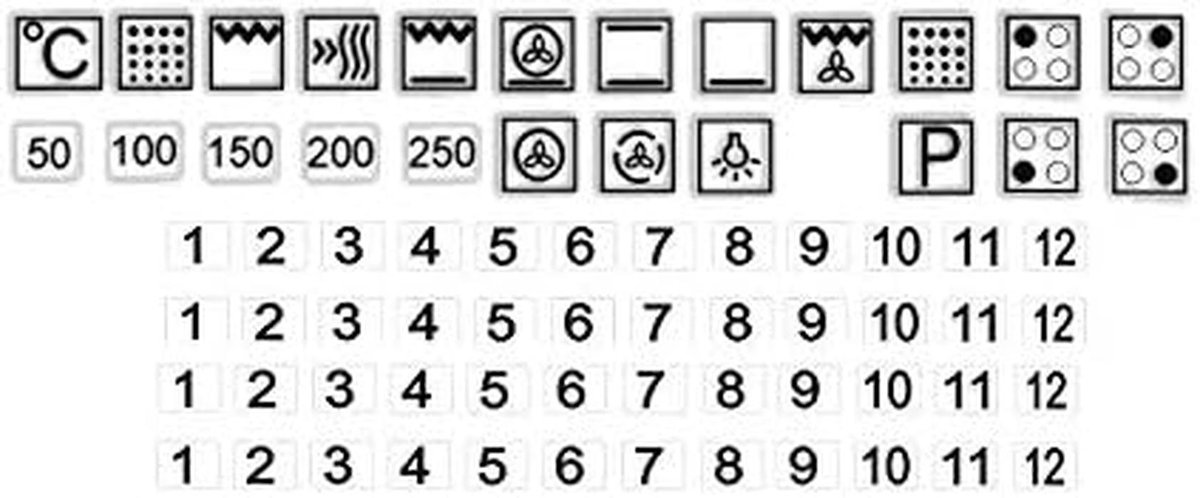 Fornuis Stickers Oven Symbolen Kookplaat Markeren Waterbestendige Vinyl 05 x 05 cm Zwart
