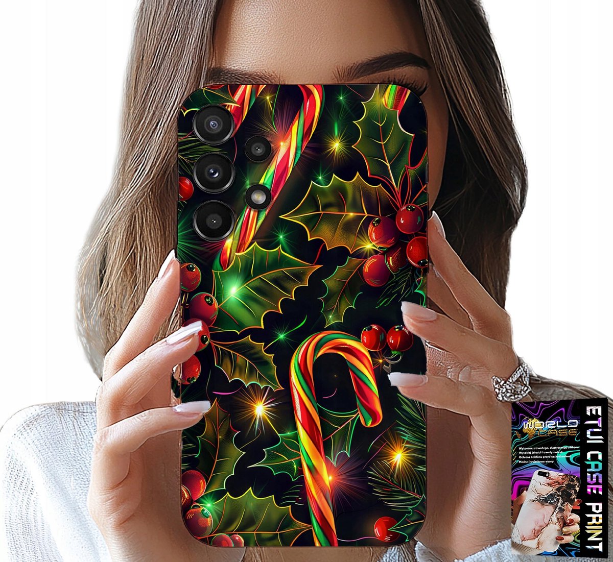 HOESJE VOOR SAMSUNG GALAXY A32 5G - SUIKERSTOKJE, MARETOE, KERSTBOOM + GLAS
