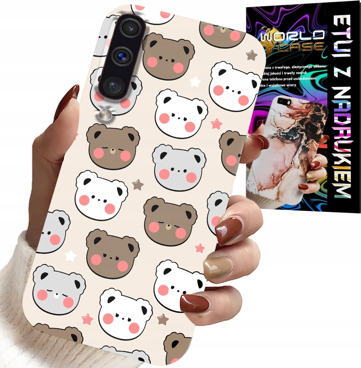 HOESJE VOOR SAMSUNG A50 / A30S - TEDDYBEERPATROON VOOR DE JONGSTE + GLAS