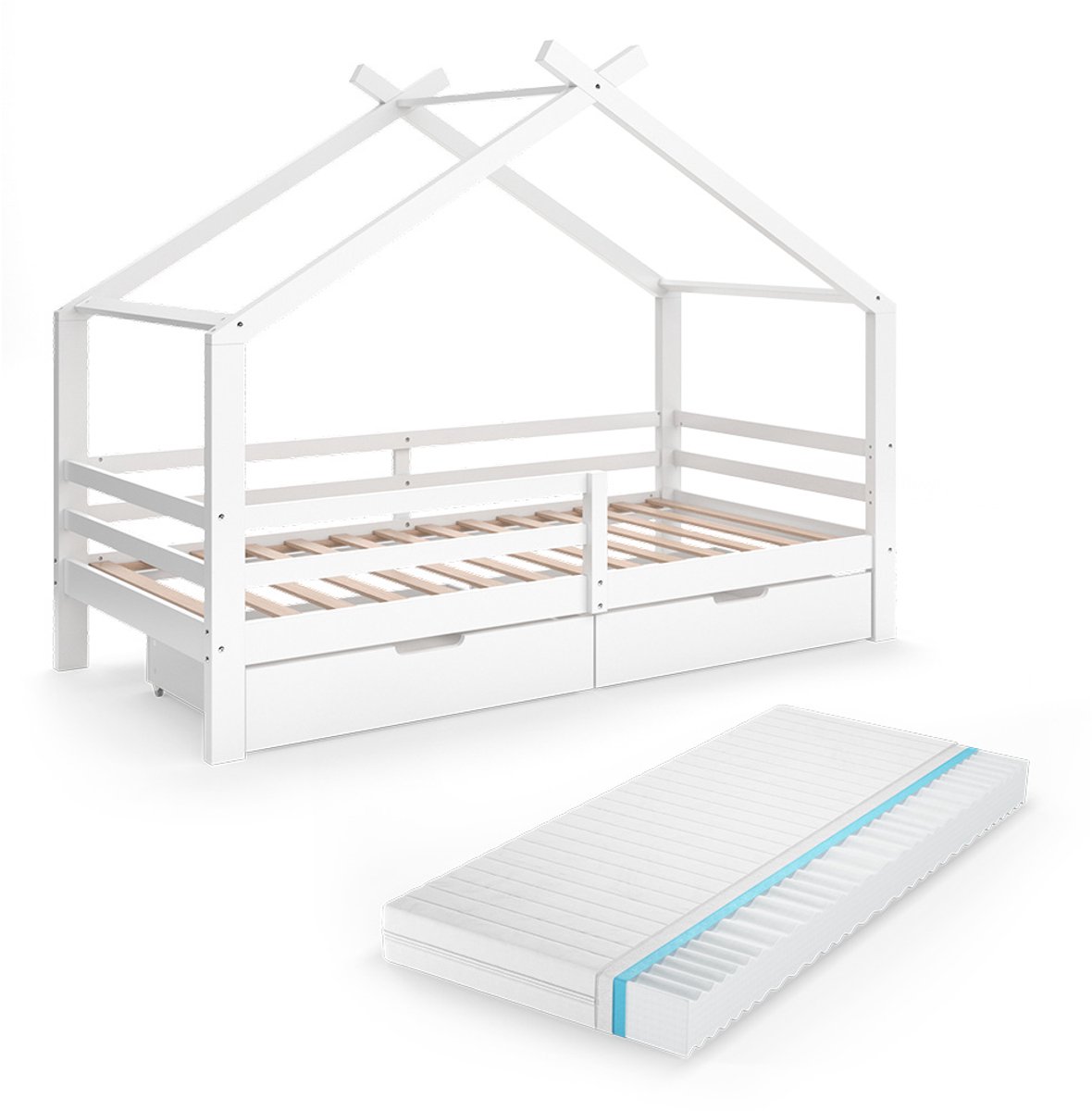 vitalispa Luni Huisbed – 200 x 90 cm met laden en matras Wit