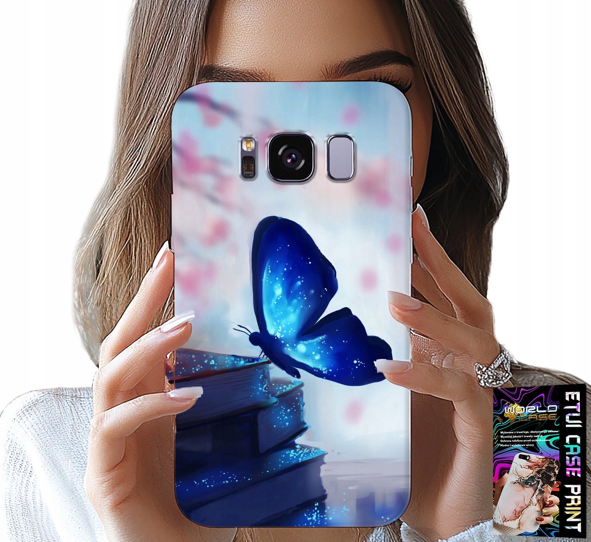 HOESJE VOOR SAMSUNG GALAXY S8 - BLAUWE VLINDER, VLINDER, DAMESMOTIEF