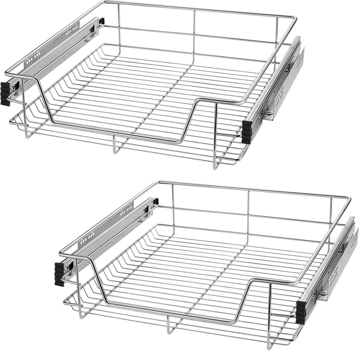 2 Stuks Keukenlade Telescopische Uitklapbare Lade Keukenkast Organiser Om Uit Te Trekken Manduitgang Met Geleiderails Kastuitgang Voor 57cm Binnenbreedte/60cm Buitenbreedte Kast NAIZY