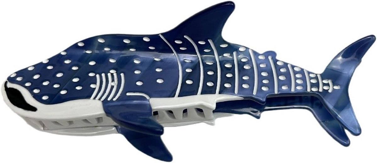Grote Blauwe Zee Dieren Haarclip Walvis Haai - Stevige Luxe Acetate Klem