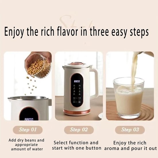 Rolu Sojamelk Maker - Soepmaker - Blender - Mixer - 10 Messen - Touchscreen - Warm & Koud Functie - Timer Tot 12 Uur van Rolu — afbeelding 3