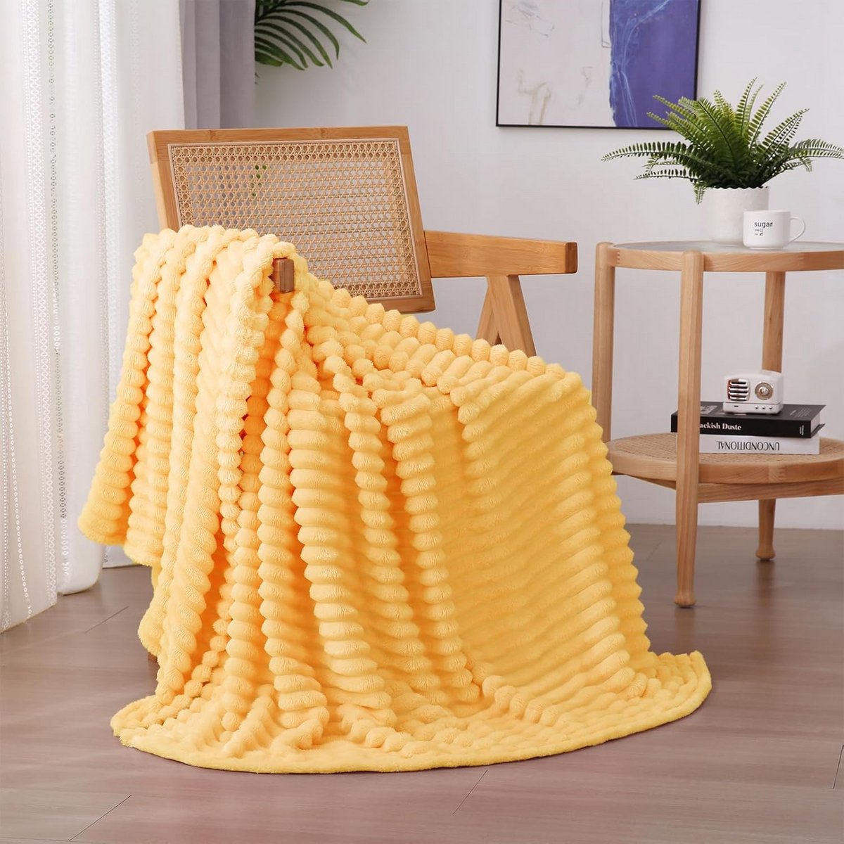 Lichtgele Fleece Plaid Deken Bank Super Zacht Pluche voor Alle Seizoenen