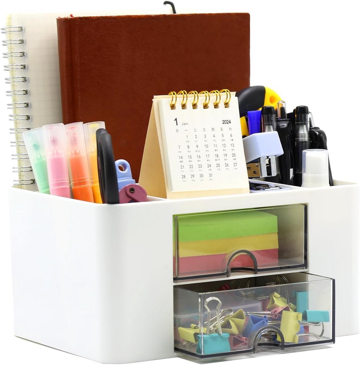 Multifunctionele Bureau Organizer met 5 Vakken en 2 Laden voor Kantoor en Thuis