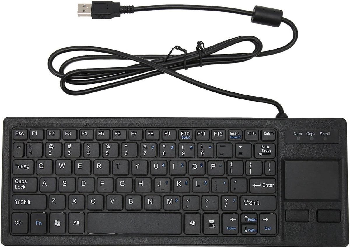 Bedraad USB Toetsenbord met Touchpad en USB HUB Functie, Ultradun en Ergonomisch