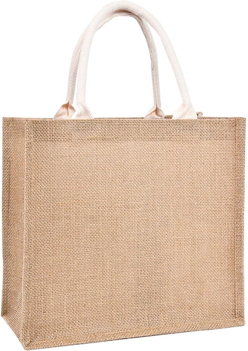 Grote Jute Boodschappentas met Handvatten - Ideaal voor Winkelen en Strand