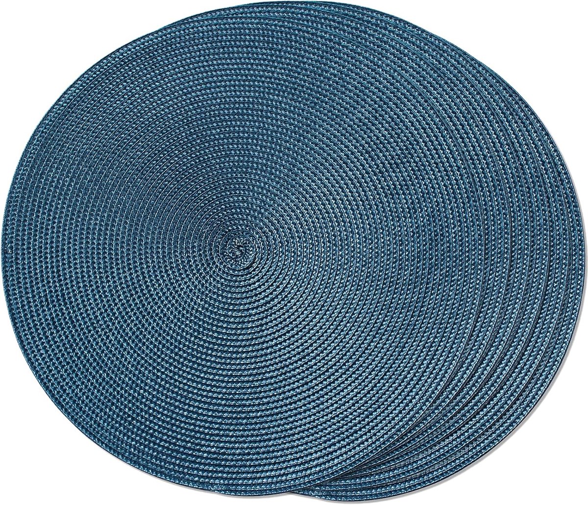 Ronde 4-delige set - Wasbare placemats - Kunststof - Diameter 38 cm