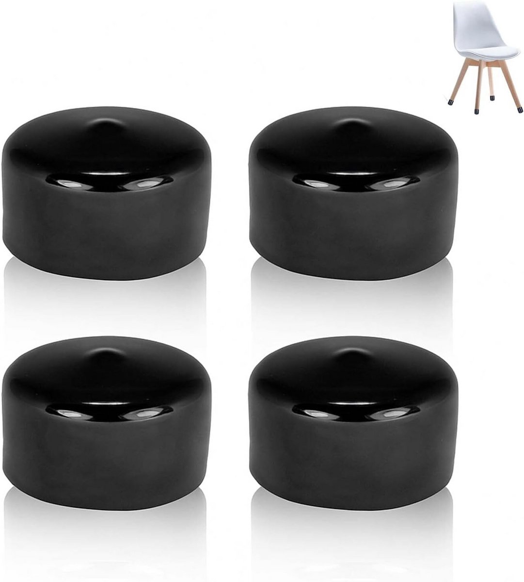 4x Ronde Antislip Stoelpootdoppen Rubber 50 mm - Vloer- en Stootbescherming