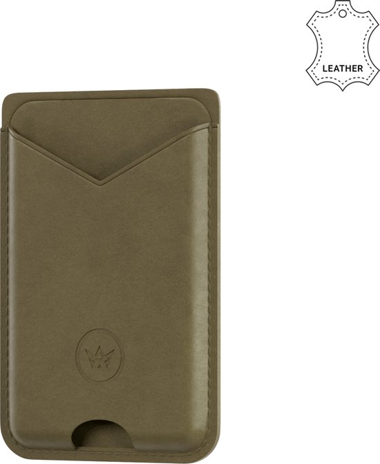 Prowallet Magsafe - Vert olive - Cuir véritable - Porte-cartes pour 3 cartes - Porte-cartes pour hommes et femmes - Incl. Boîte cadeau de luxe