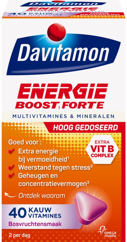Davitamon Energie Boost Forte - multivitamine - bosvruchten - 40 tabletten