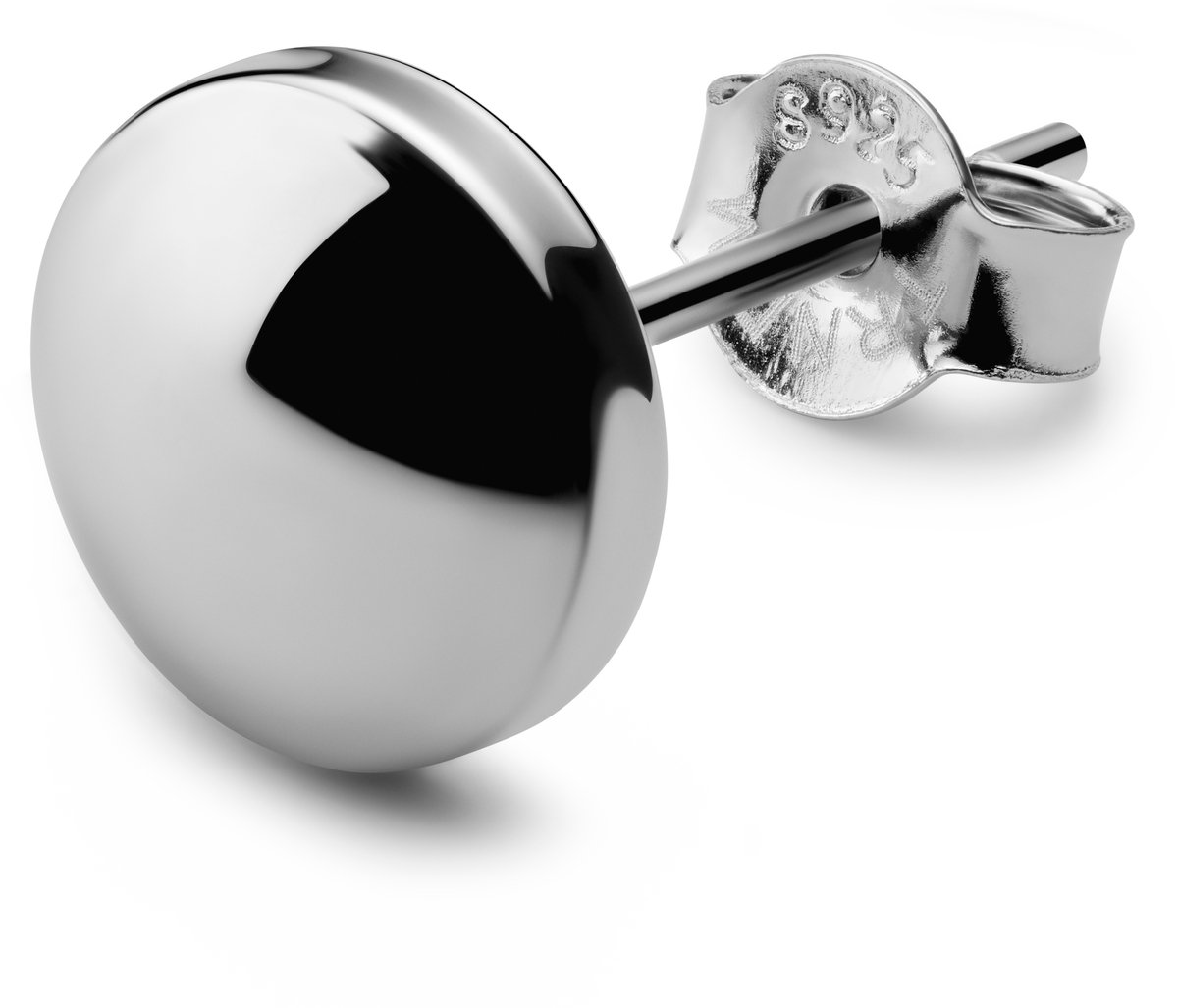 8 mm Oorknop van gerhodineerd 925 sterling zilver