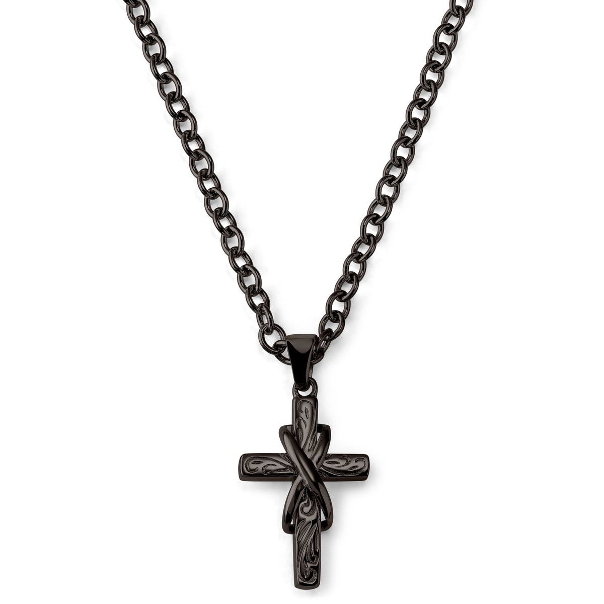 Gunmetal Kruis & Infinity Symbool Ketting