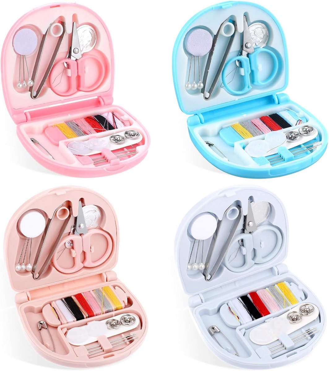 Mini Naaiset 4 Stuks Hartvormig Draagbaar Set voor Thuis en Reizen