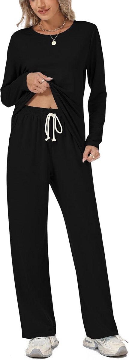 Lange dames pyjama set met lange mouwen en zakken
