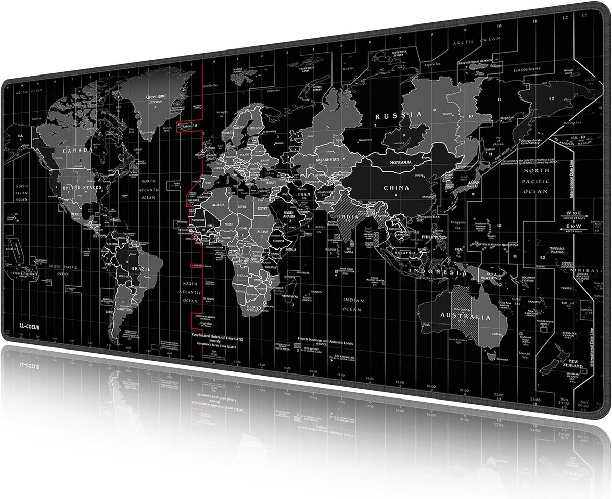 Extra Grote Antislip Bureauonderlegger met Wereldkaart voor Computer en Kantoor