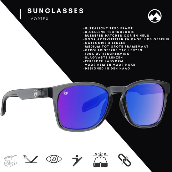 MowMow Vortex Zonnebril - Gepolariseerd - Heren - Dames - Grijs transparant frame van MowMow — afbeelding 2