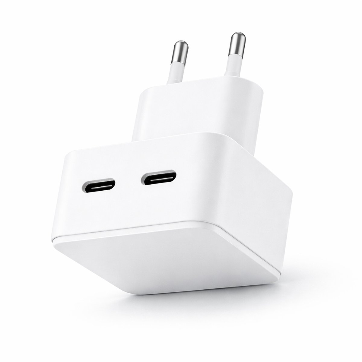 Adapie 35W USB-C Oplader – Dubbele USB-C Poort – Compacte Snellader – Wit