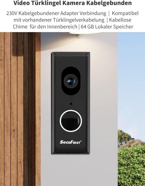 Slimme Videodeurbel met Camera, Wifi en Draadloze Gong van Merkloos — afbeelding 2