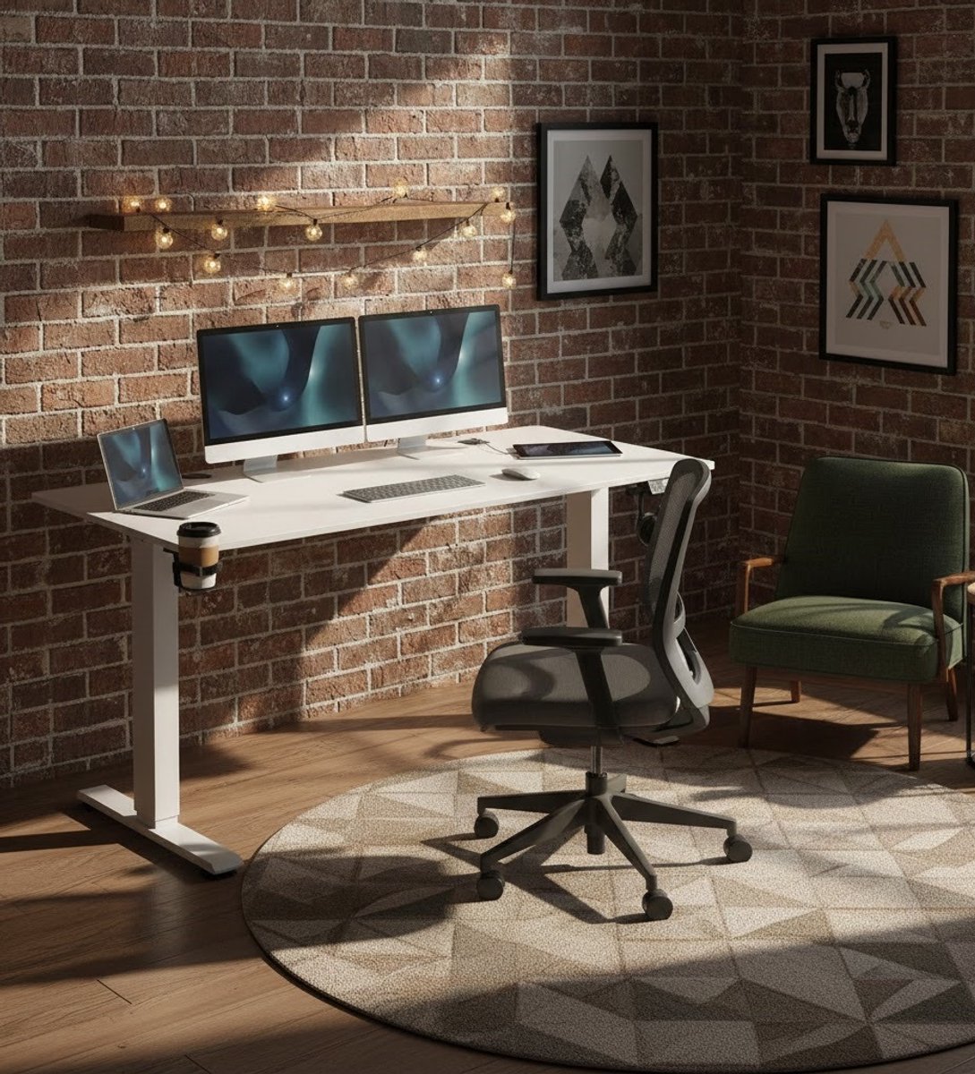 ErgoFlex Elektrisch In Hoogte Verstelbaar Bureau 140x70 cm – Modern Thuiswerk & Gaming Bureau met LCD-Display, Geheugenfunctie, Draadloze Oplader, USB-C/A Poorten, 80 kg Belastbaar – Ergonomisch Wit A-Furniture — cadeau in Cadeau-ideeën - foto 6