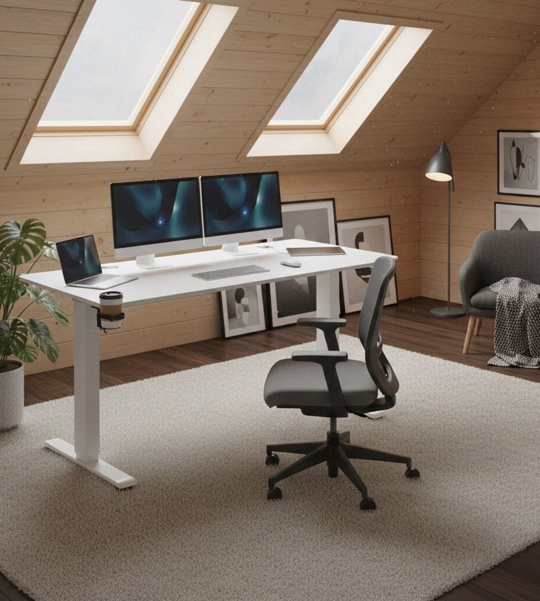ErgoFlex Elektrisch In Hoogte Verstelbaar Bureau 140x70 cm – Modern Thuiswerk & Gaming Bureau met LCD-Display, Geheugenfunctie, Draadloze Oplader, USB-C/A Poorten, 80 kg Belastbaar – Ergonomisch Wit A-Furniture — cadeau in Cadeau-ideeën - foto 7
