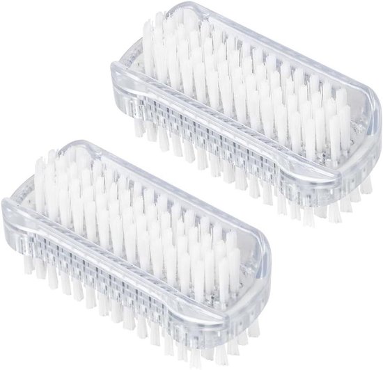 Dubbelzijdige nagelborstel - 2 stuks - nagelschrobber voor handen en tenen, nagelreinigingsborstels voor thuis en salon - plastic handvat