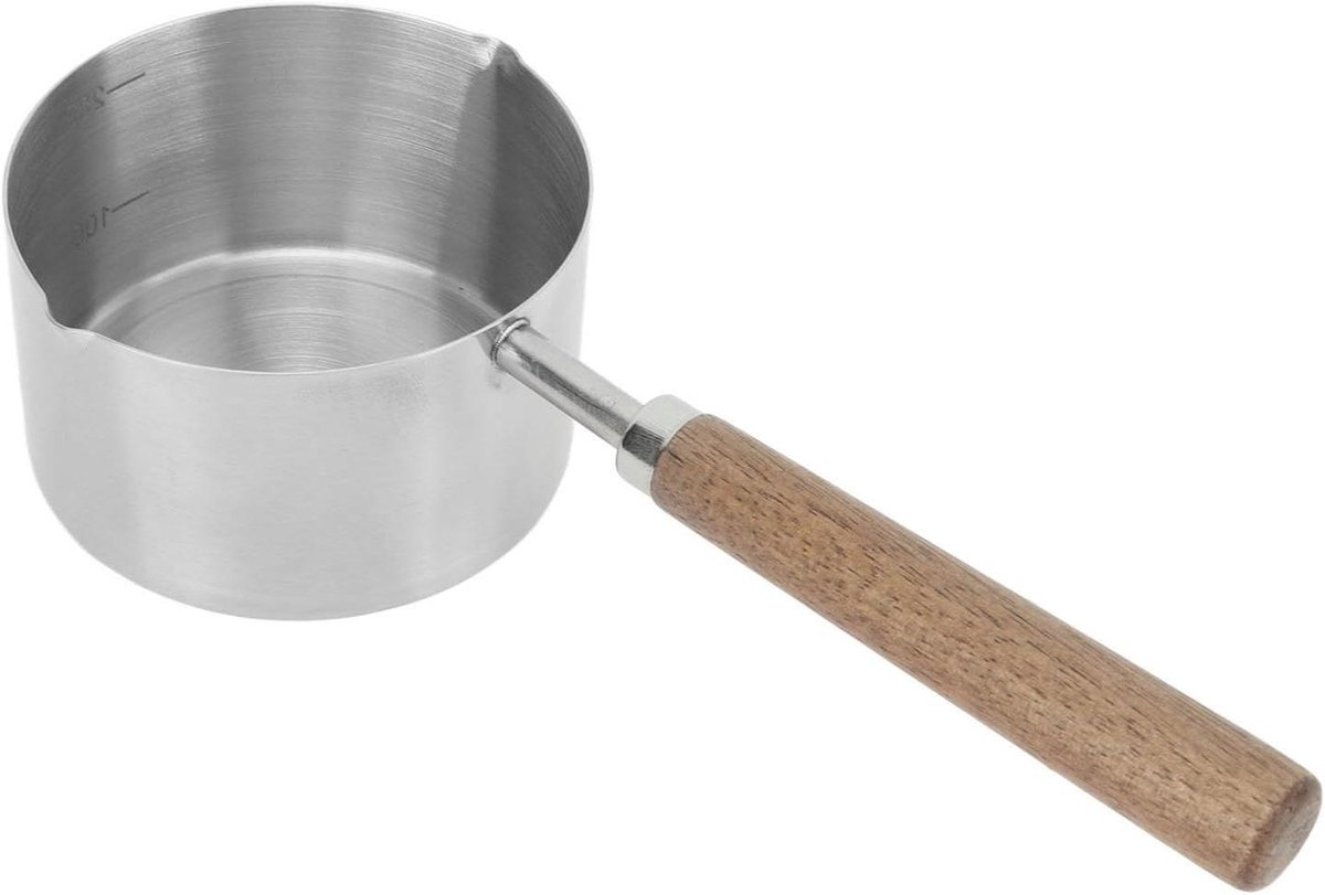 Kleine steelpan 200 ml - RVS - Melkpan - Sauspan - Smeltpot - Walnoothandvat - Theepan - Soepwarmer