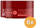 Donkerrode pot Taft Sculpting Styling Paste met 5+ fixatie, aangegeven als 6x voordeelverpakking.