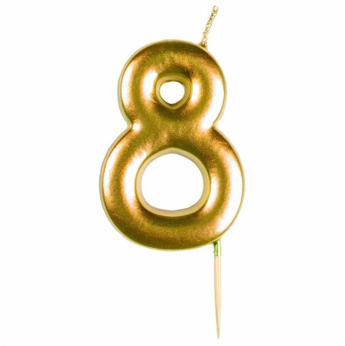 Taartkaars nummer 8 goud metallic