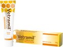 Vetramil zalf met honing 30g tube en doosje met honingraatpatroon.