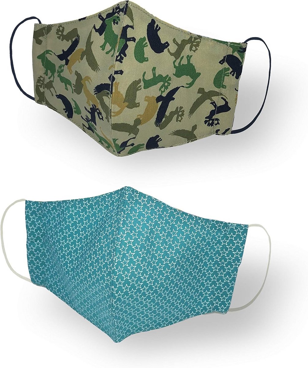 2 Stuks Katoenen Mondmaskers voor Kinderen 4-6 Jaar, Wasbaar en Herbruikbaar